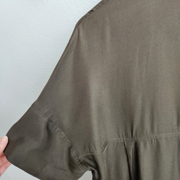 Vince olive green Silk Button Down Top Size S - Picture 3 of 7